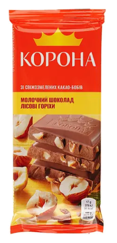 Шоколад молочний Корона з Лісовими горіхами 85 г